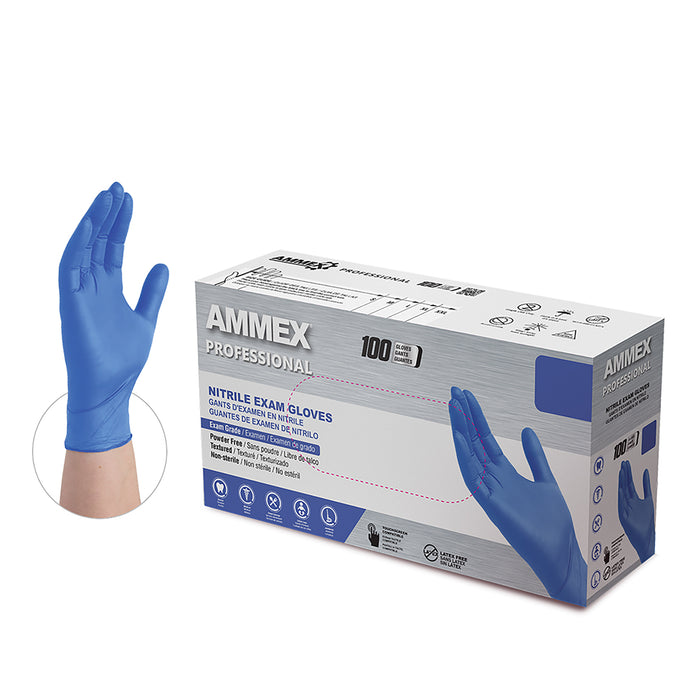 AMMEX® Professional Exam Blue Nitrile Gloves - 3 mil