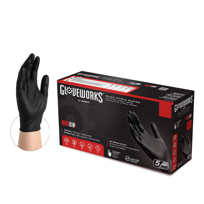 Gloveworks® Industrial Black Nitrile Gloves - 5 mil